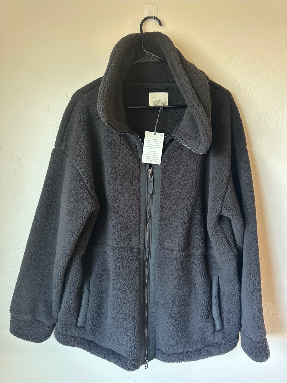 Cozy Black Fleece Cinched Stadium Jacket - Women's Full Zip